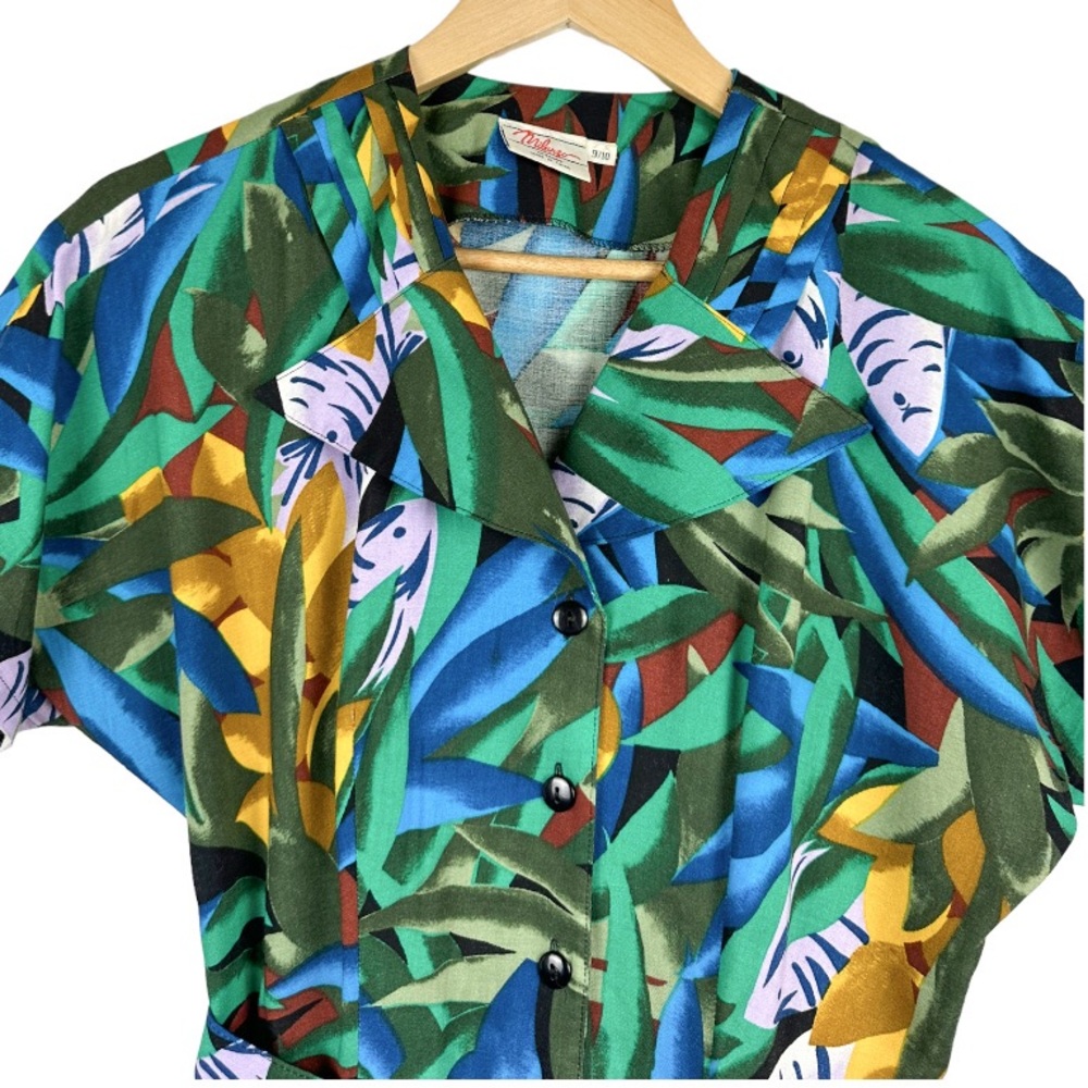 Vintage Milanzo Fish Print Belted Romper Size 9/10 - Picture 4 of 12